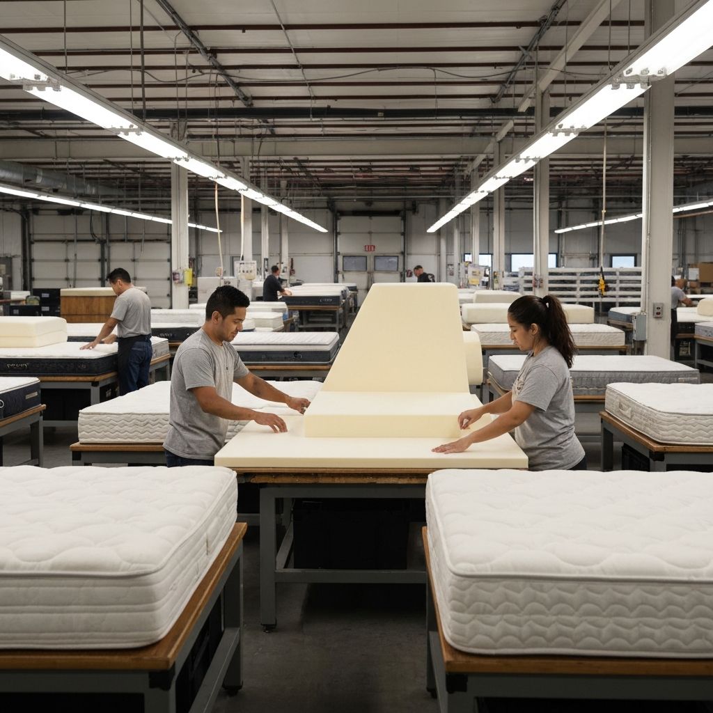 Denver Mattress factory floor where American craftspeople build premium mattresses